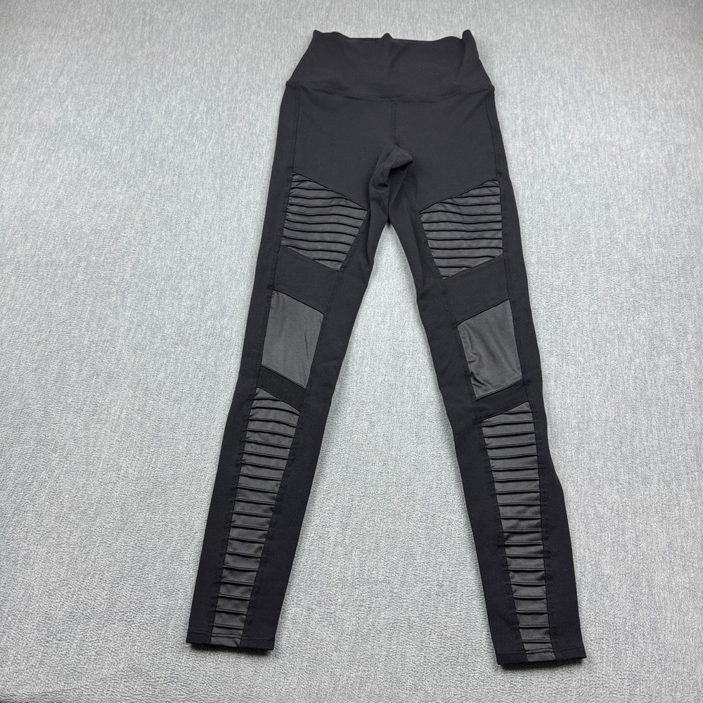 Alo Leggings Women XS Black Yoga Moto High Waist Compression Gym Workout Train
